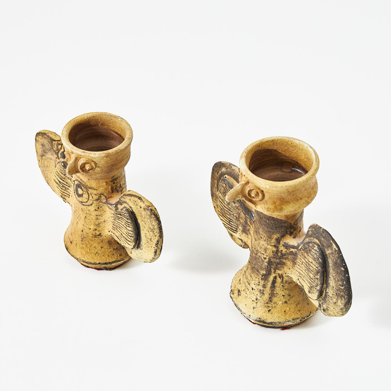 BERTIL VALLIEN. miniatures/candlesticks, “Totem”, 2 pcs, stoneware, signed.