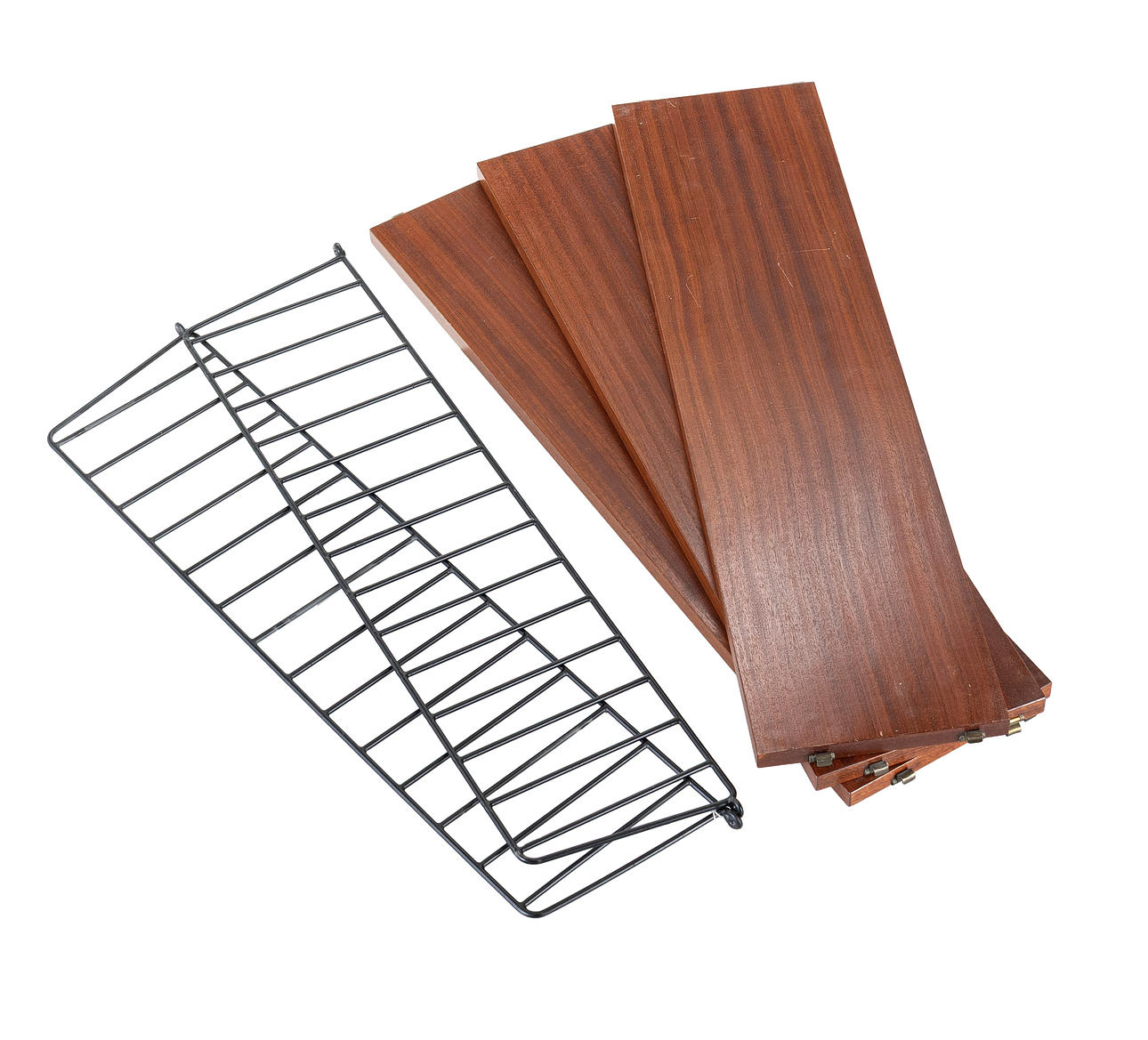 A 1960s teak string shelf.