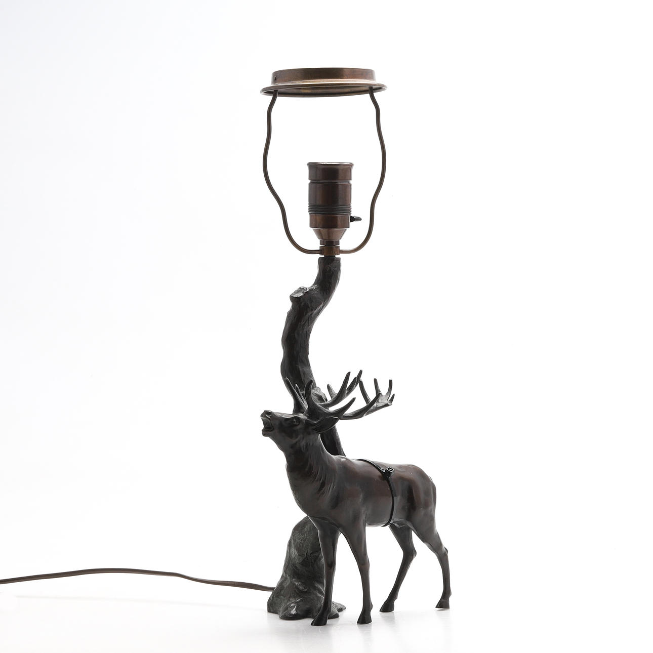 Table lamp, bronze patinated metal.
