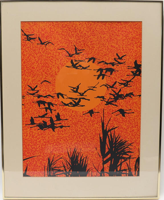 OIDENTIFIERAD KONSTNÄR. Motif with birds, signed.