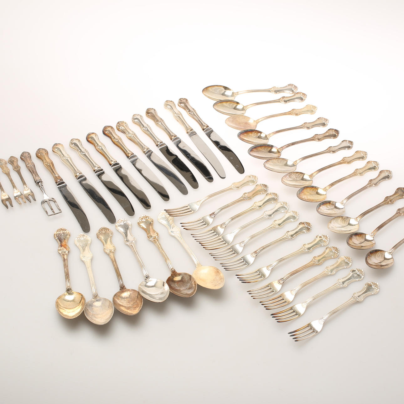 BESTICK, 43 delar, nysilver, "Patricia", Mema, 1900-tal.