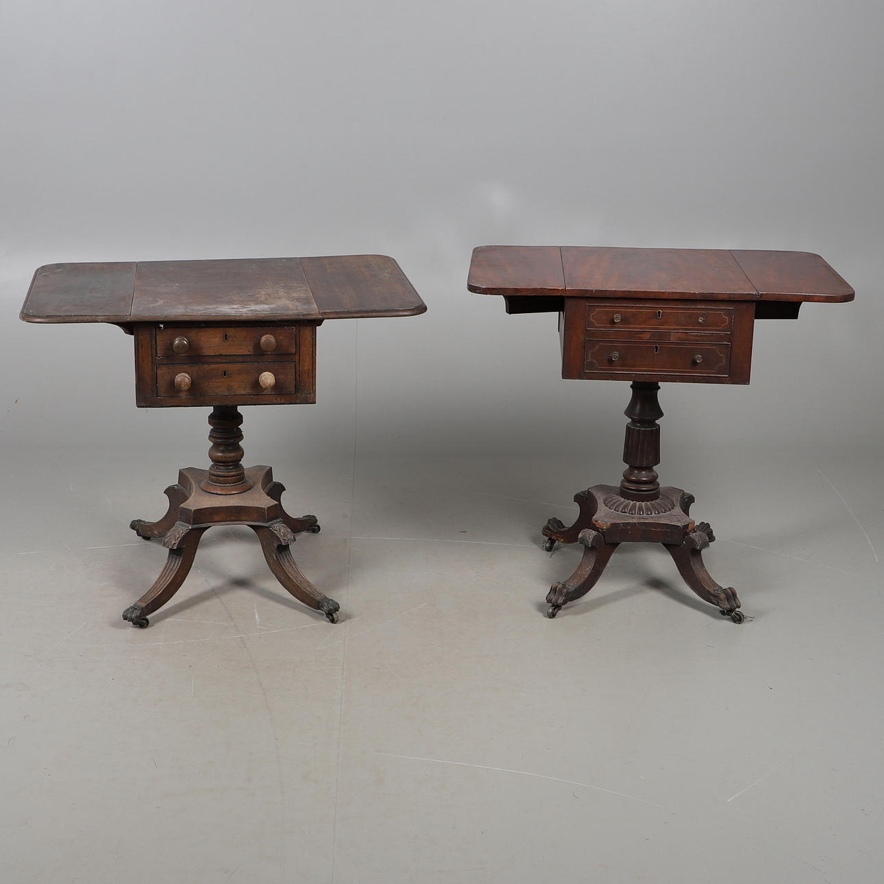 MAHOGANY PEMBROKE TABLE WITH ANOTHER.