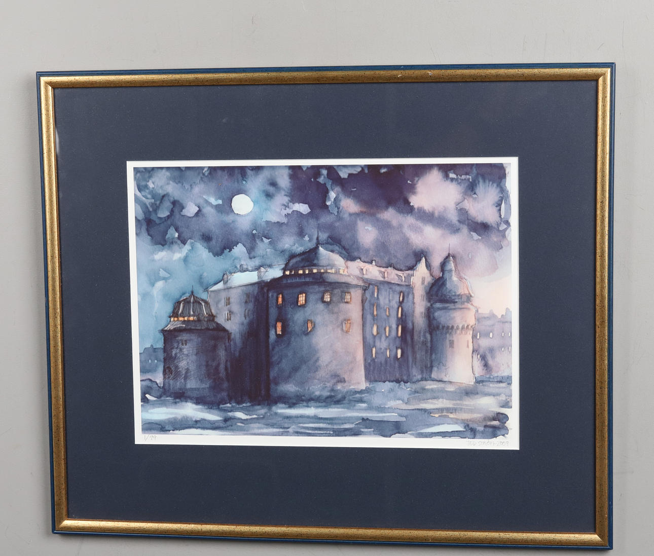 TED STRÖM. COLOR LITHOGRAPHY. “Örebro Slott”, signed, 2009, numbered, 1/99.