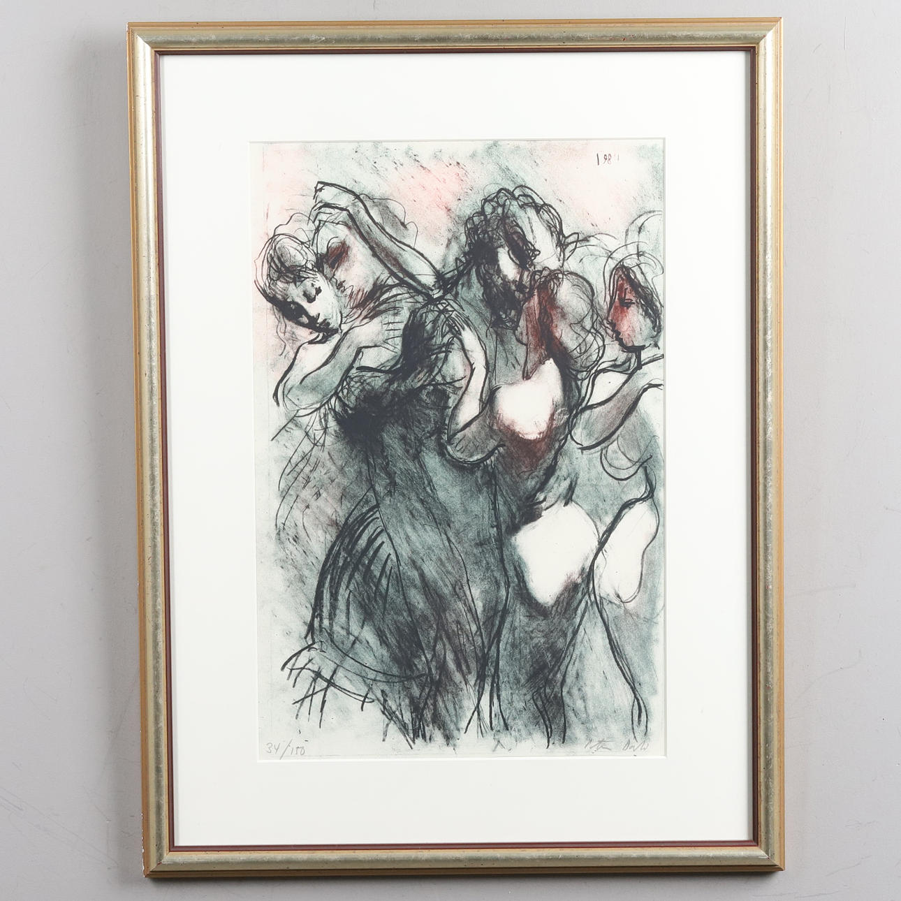 PETER DAHL. COLOUR LITIGRAPHY, figural composition, signed, numbered, 34/150.