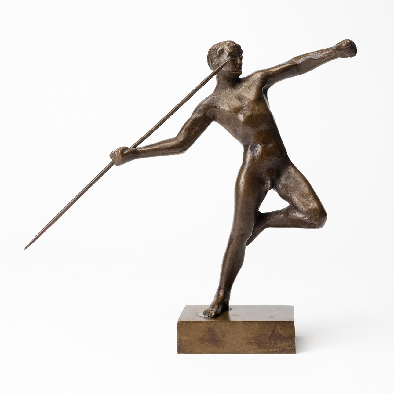CARL EINAR BORGSTRÖM (1914-1981). A bronze spear thrower, monogram signed, Ystad Bronze, mid 20th century.