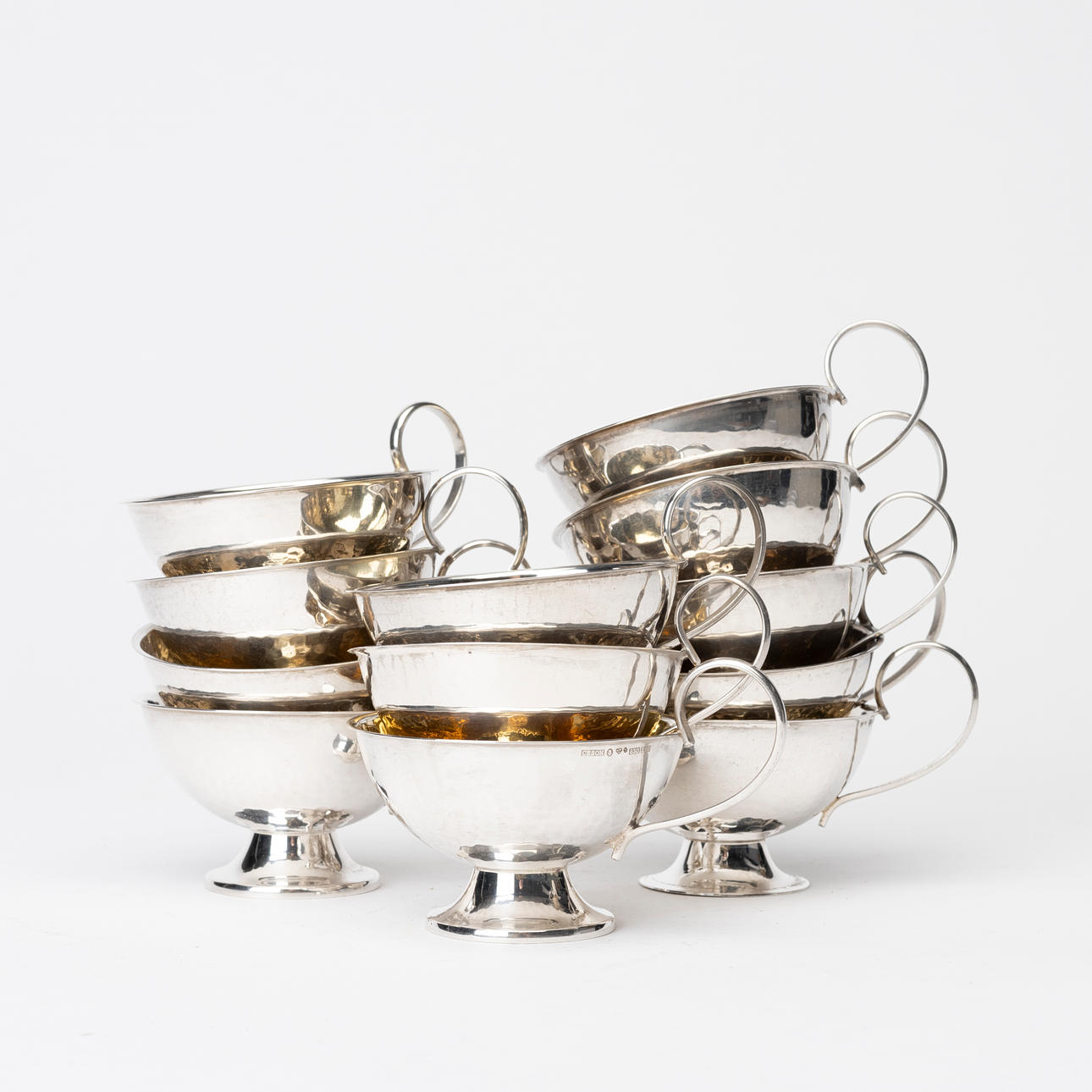 PUNCH CUPS 12 pcs silver, blue GAB, 1978.