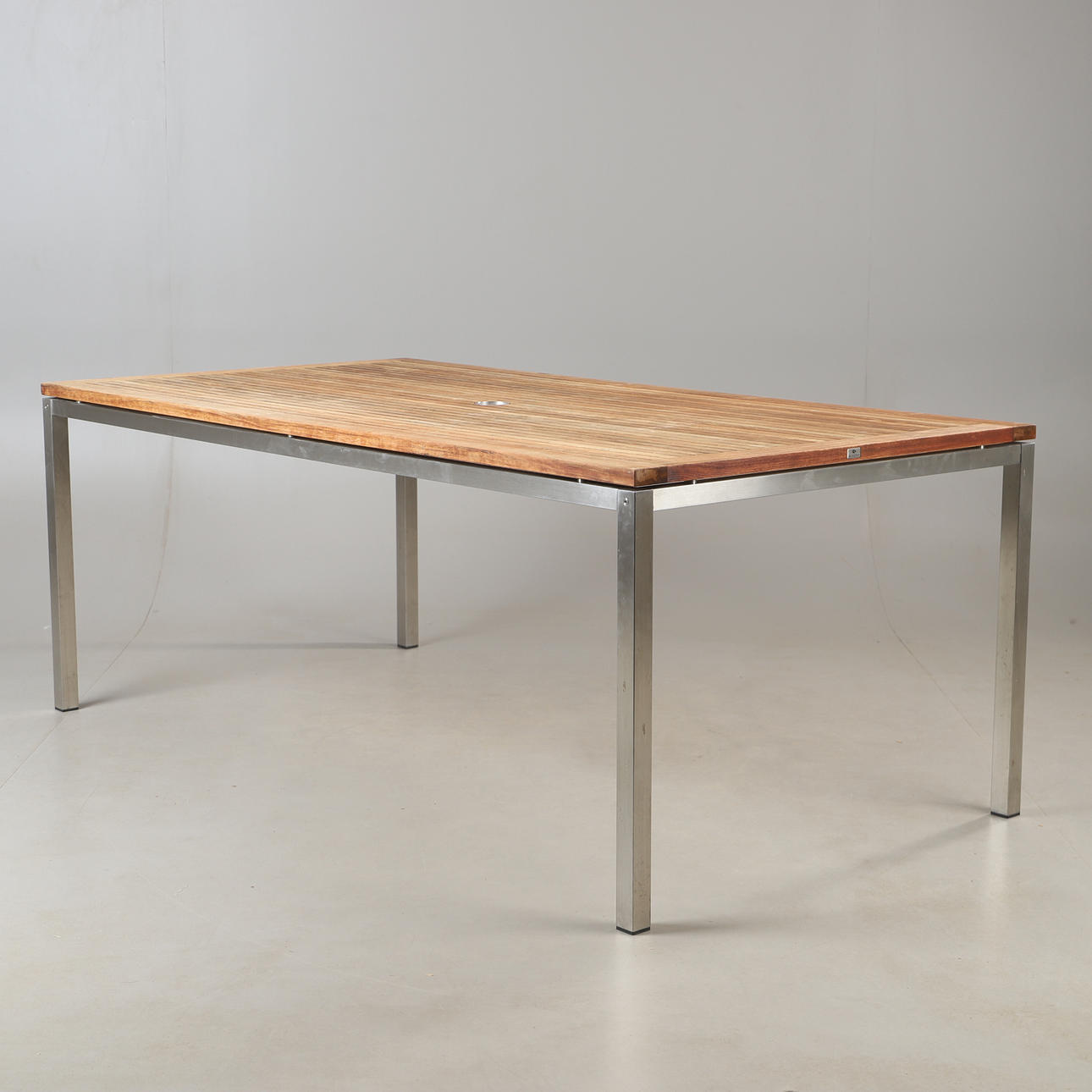 TABLE, metal and teak, Gloster, contemporary.