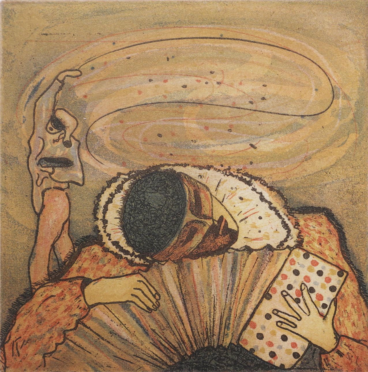 IRENE JARZ. “Harmonica”, colour etching, signed and numbered 73/135.