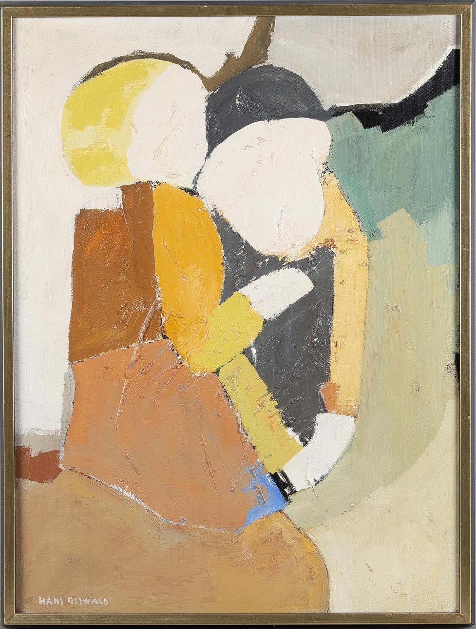 HANS OSSWALD. Composition with figures, oil on canvas.