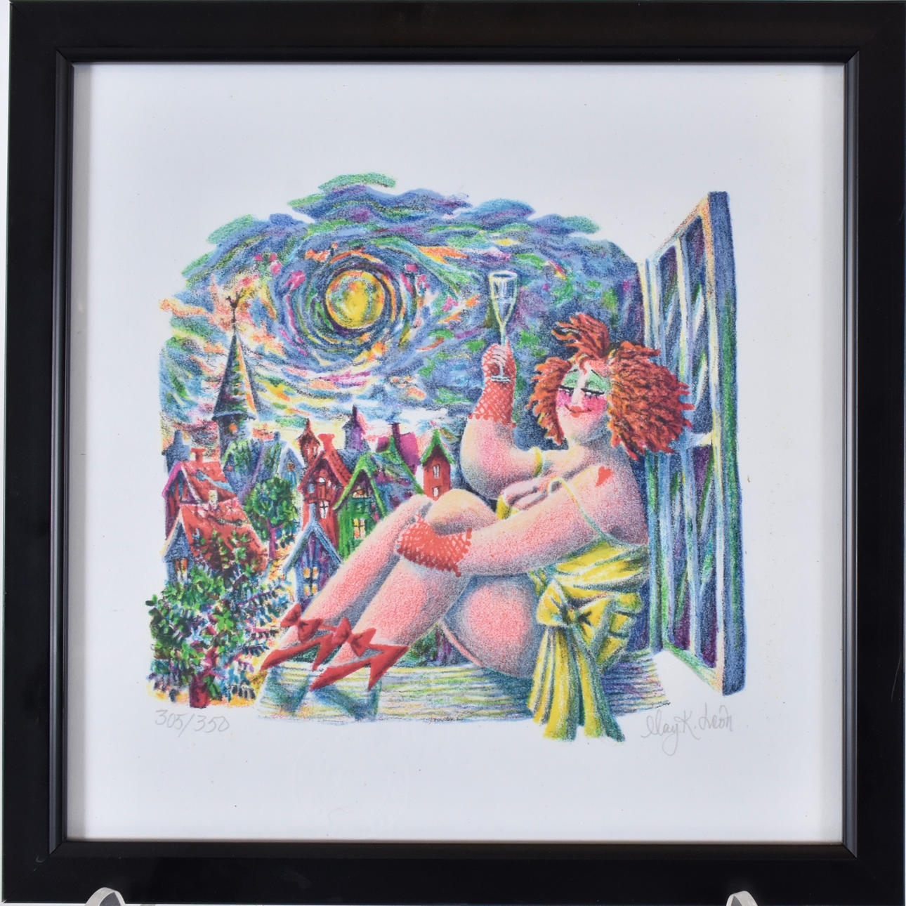 MAY K LÉON. color lithography, nightly toast.