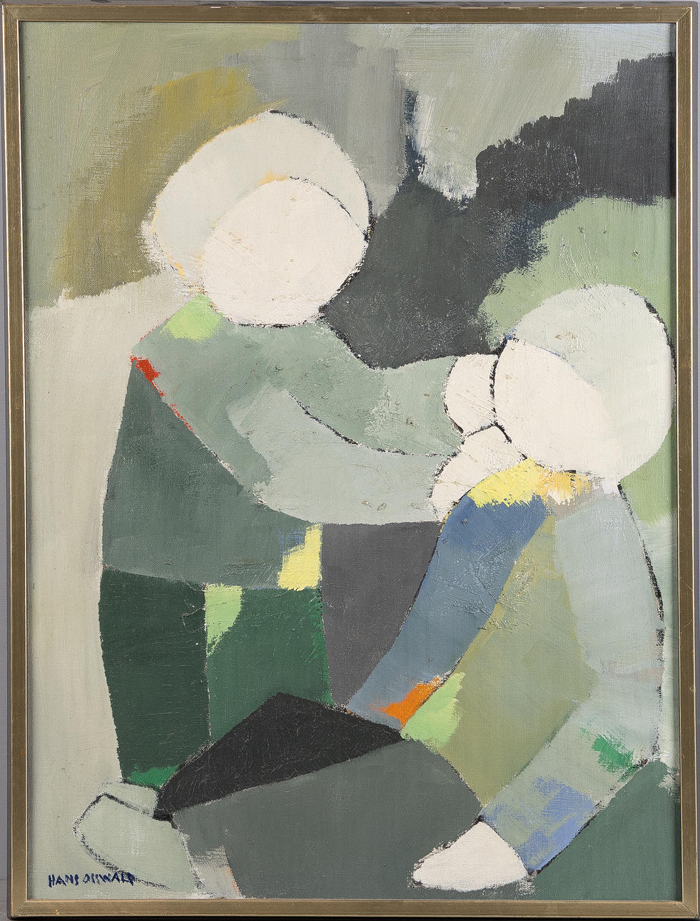 HANS OSSWALD. Composition with figures, oil on canvas.