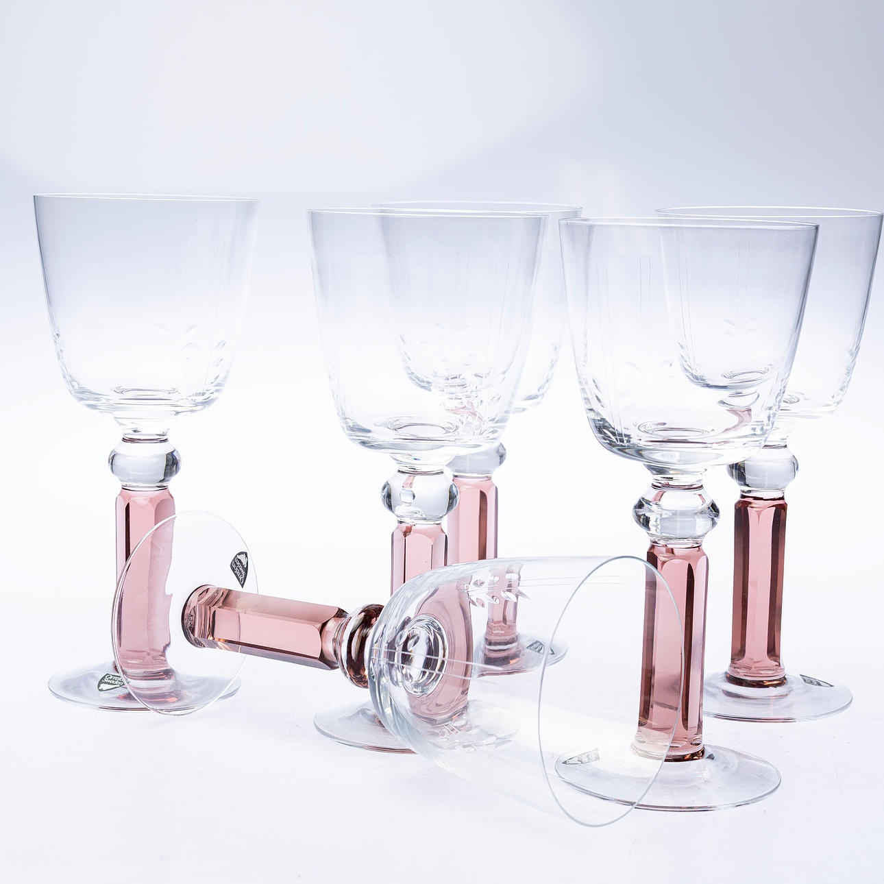 GUNNAR CYRÉN. Vinglas, 6st, "Versailles", Orrefors.