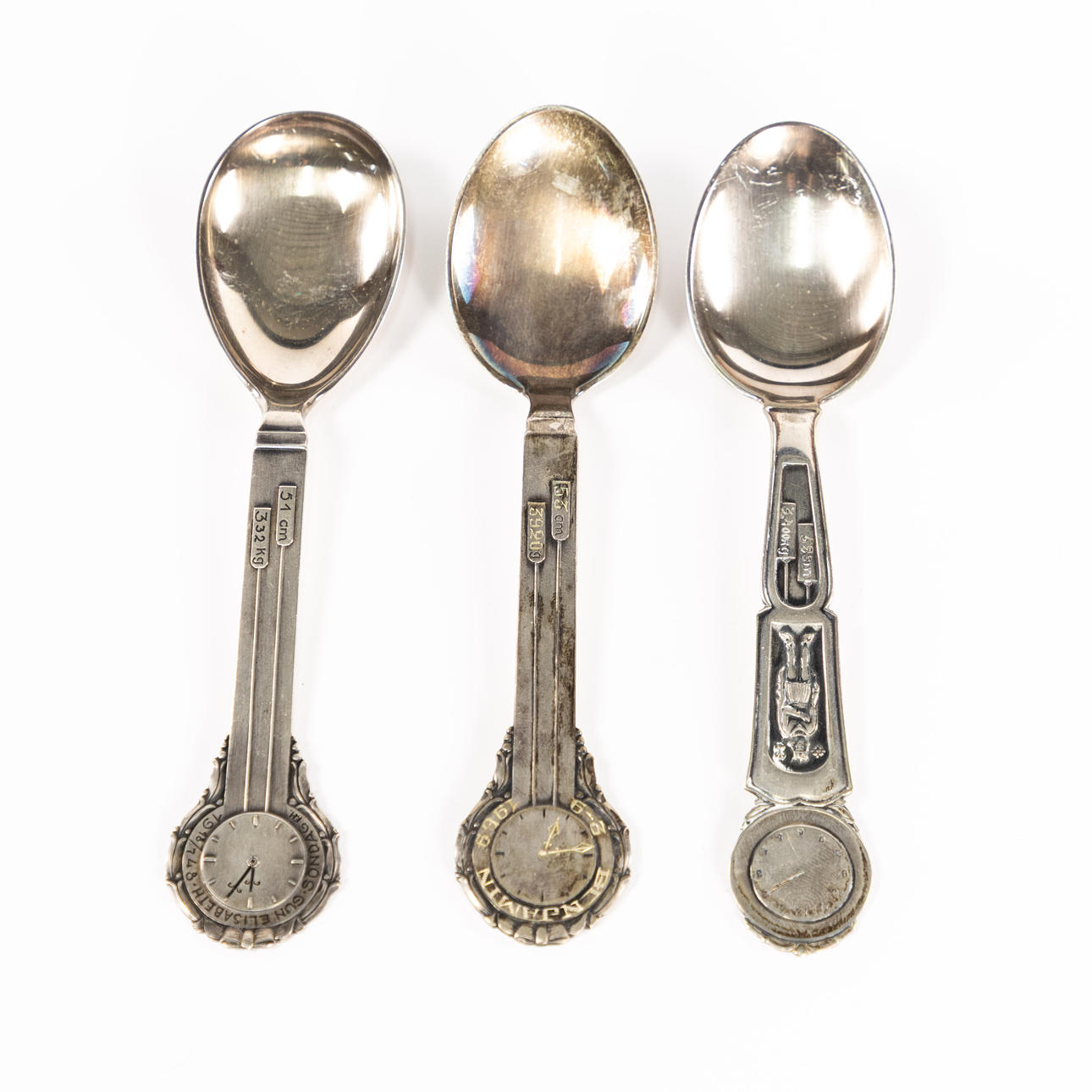 BAPTISMAL SPOONS, 3 pcs, silver, Ceson.