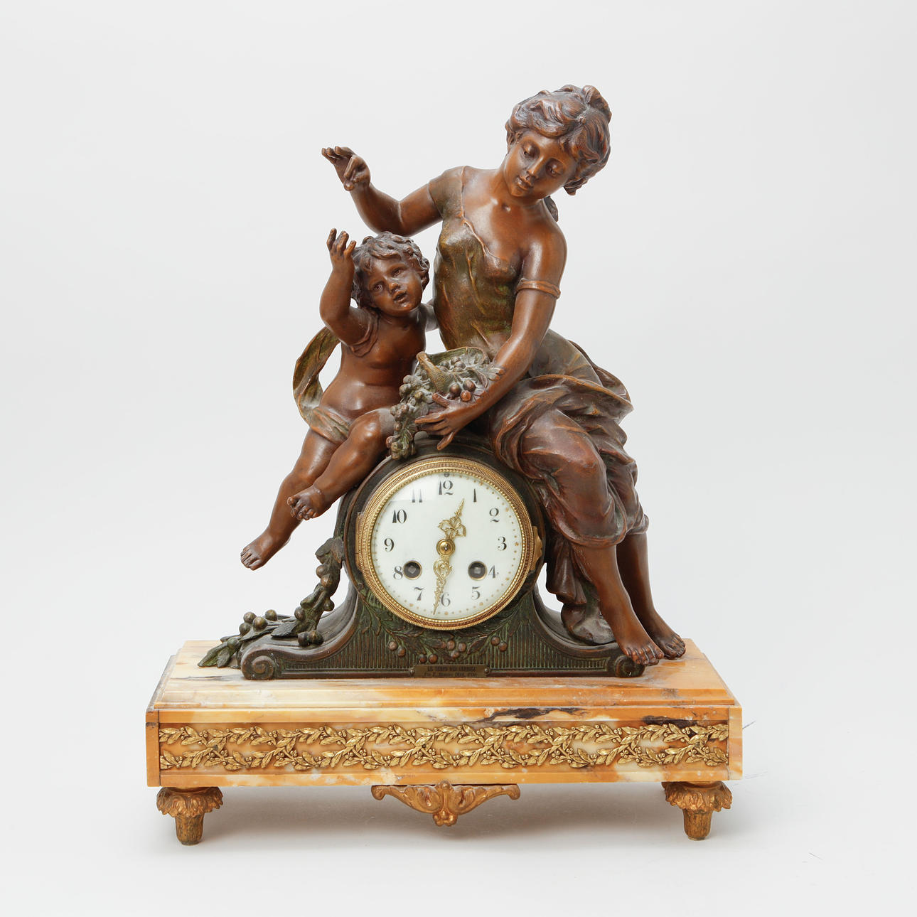A French table clock, late 19th century.