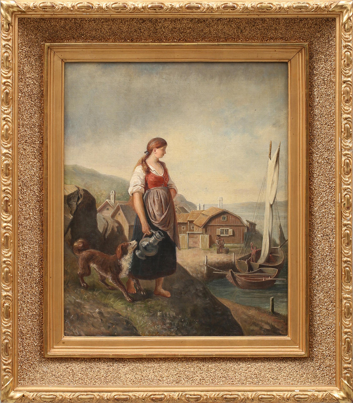 ANDERS DIDOFF. TILLSKRIVEN. Kvinna med vattenkanna, olja på duk, osignerad.