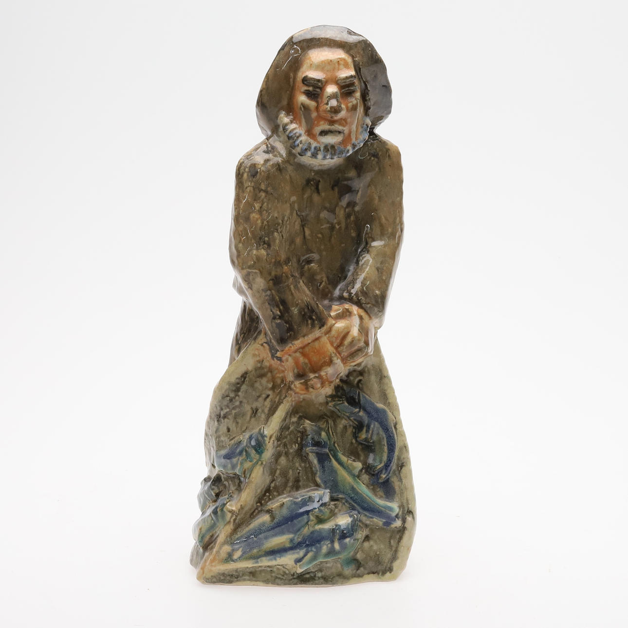 WILLY FISCHER. A STONEWARE FIGURINE, signed.