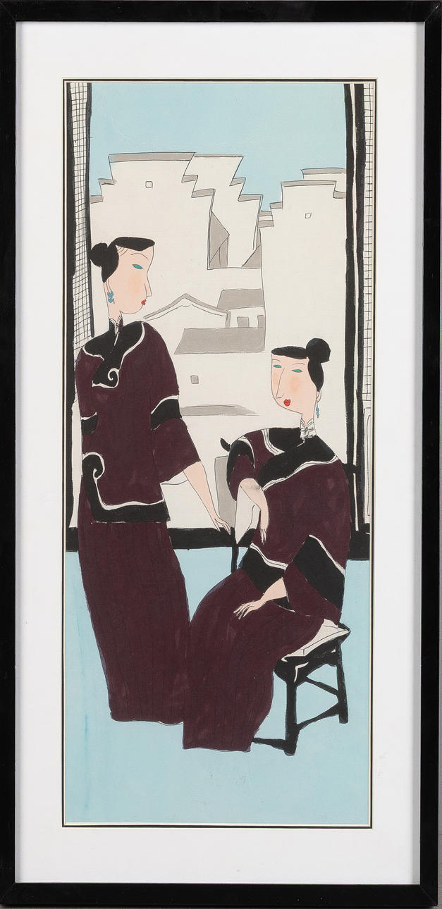 OIDENTIFIERAD KONSTNÄR. Composition with figures, lithography.