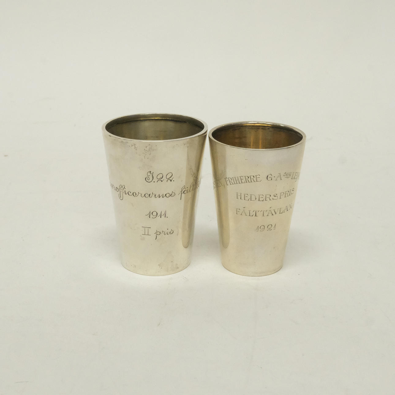 TWO BEAKERS, SILVER.
