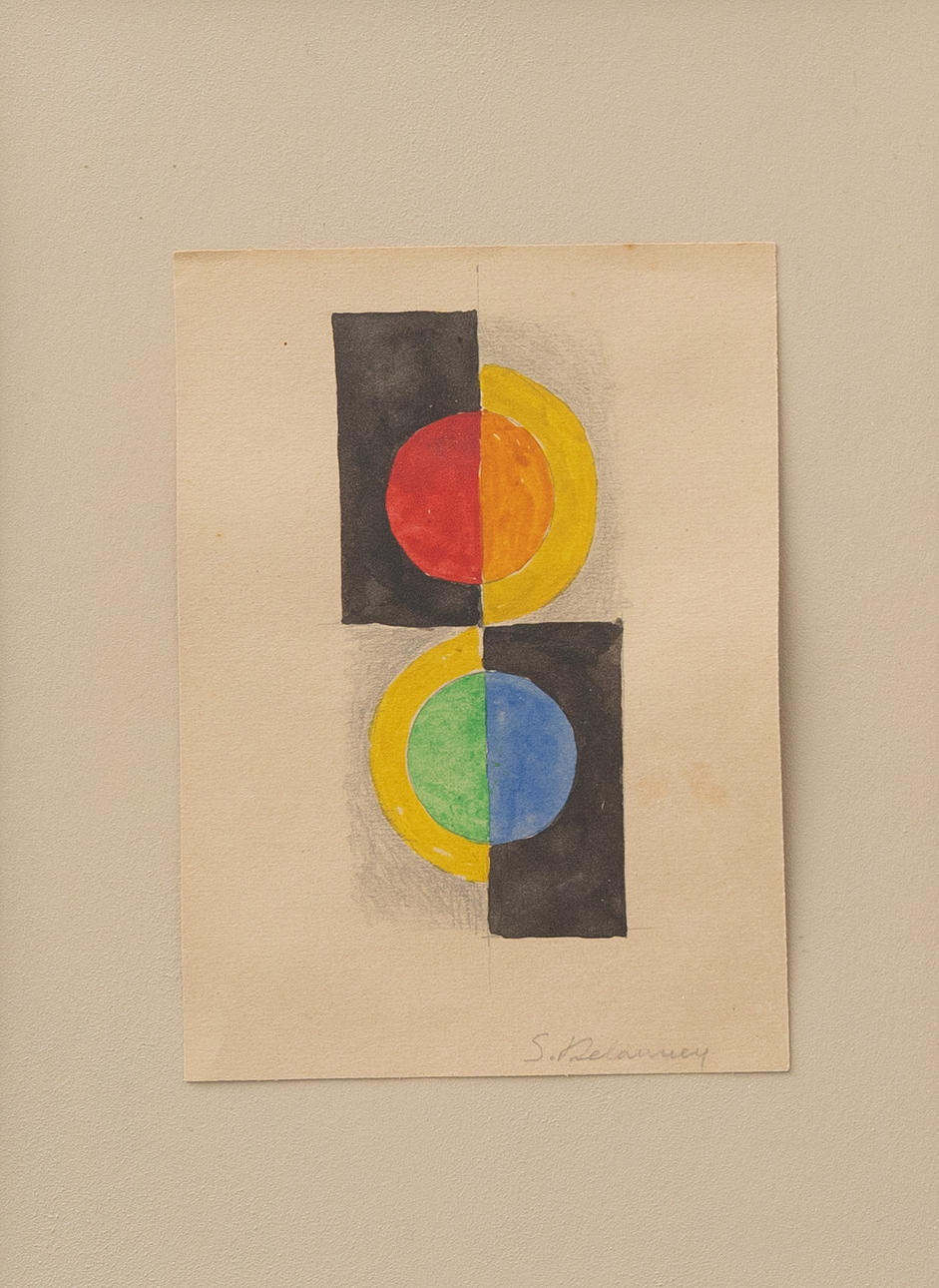 ATTRIBUTED TO SONIA DELAUNAY. Composition, watercolour, signed.