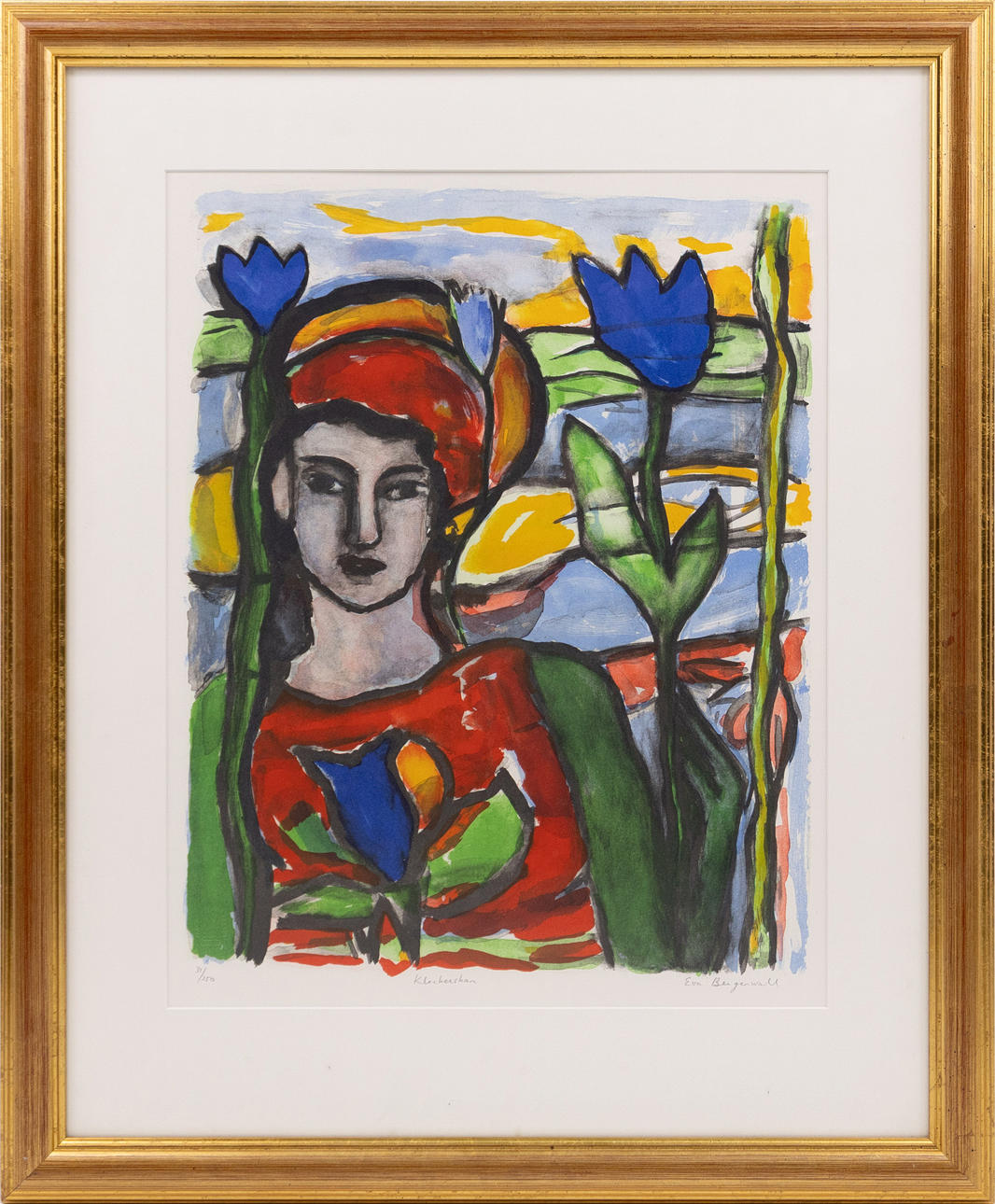 EVA BERGENWALL. Lithograph, “Klockerskan”, 31/250, signed.