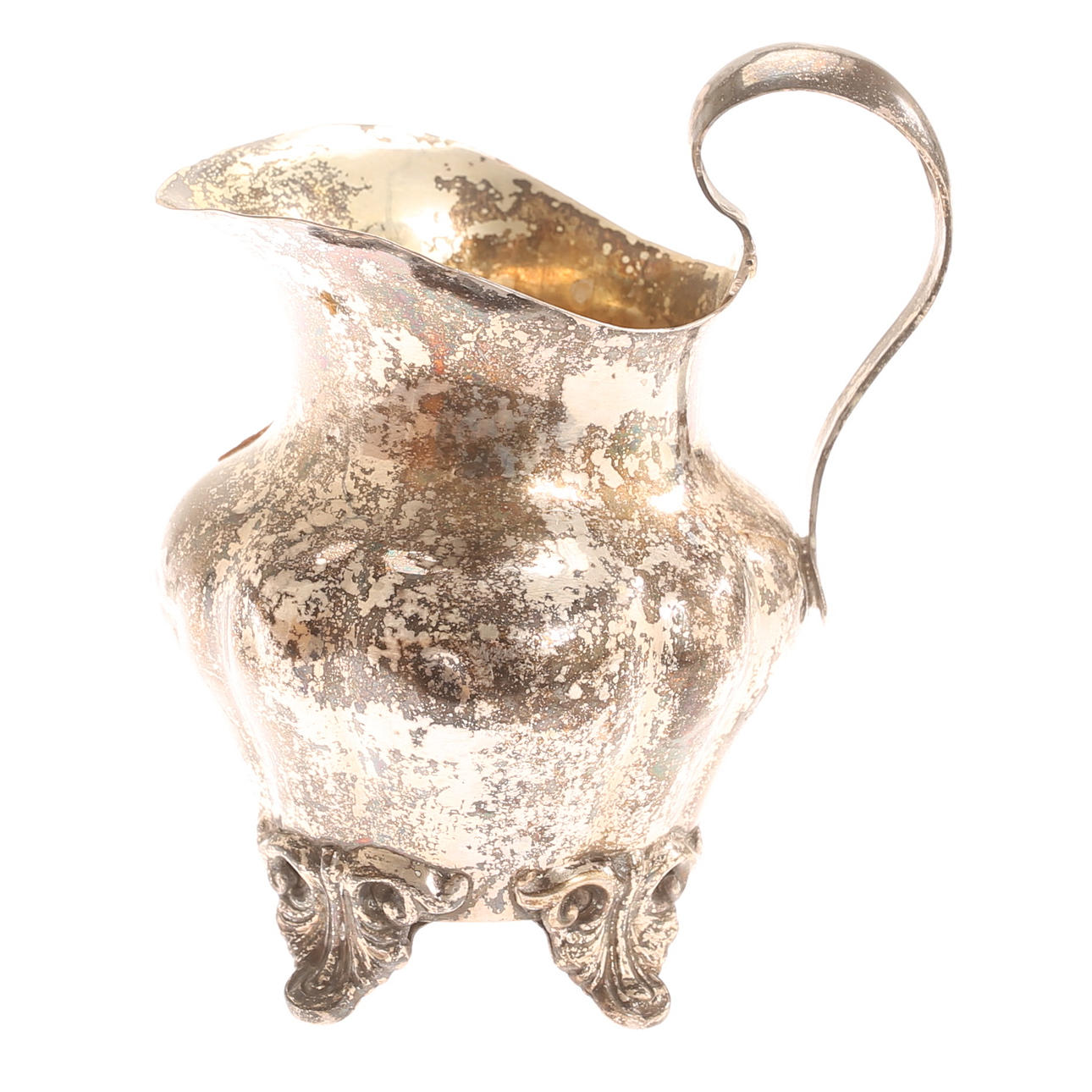 A silver cream jug, 19th century.