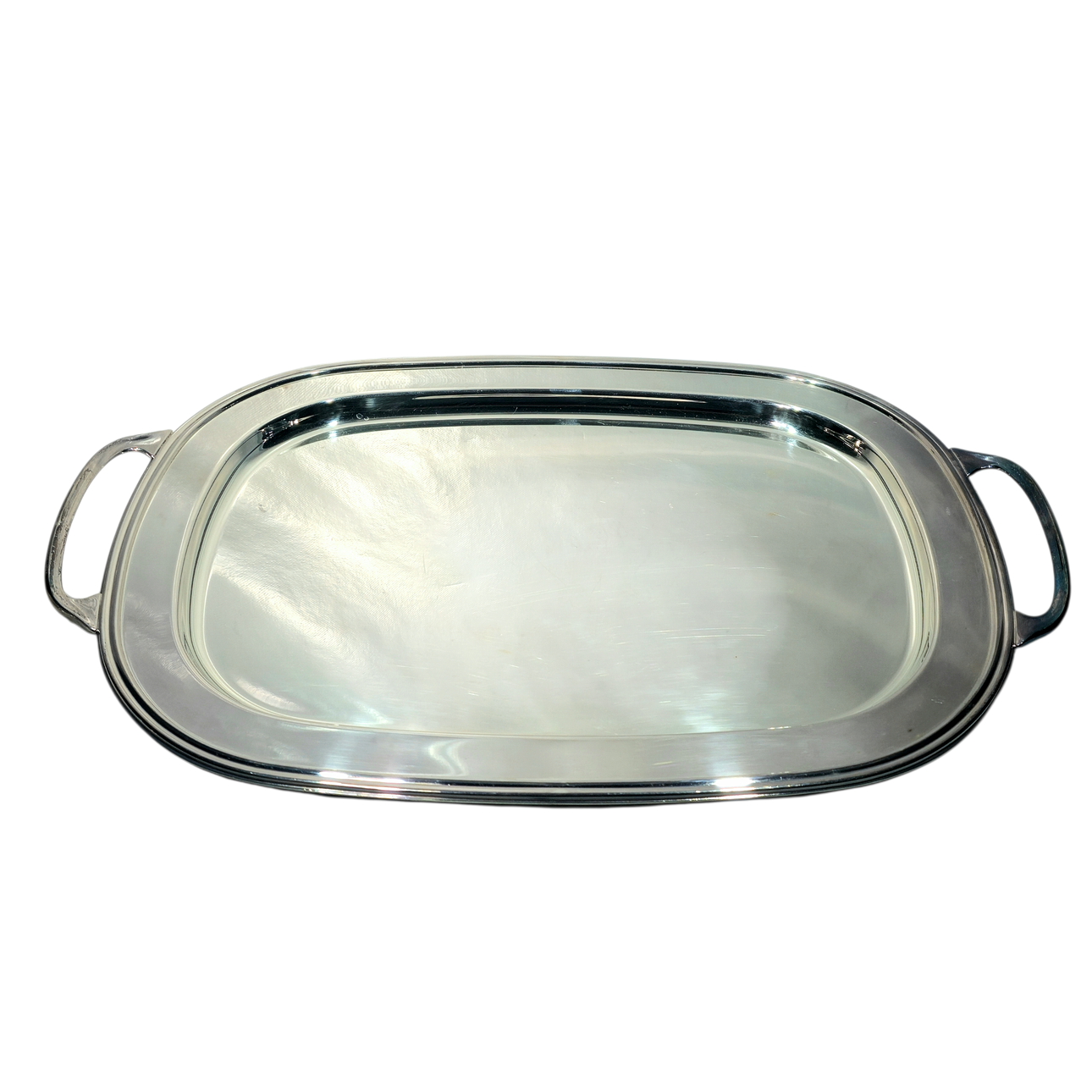 Large tray with aluminum handles.