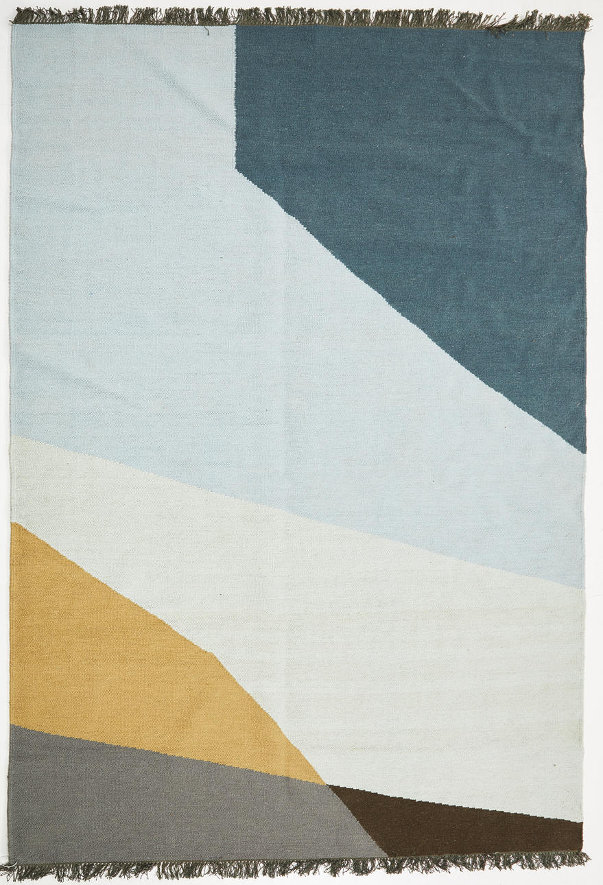 CARPET. Geometric pattern in polychrome color scheme, contemporary.