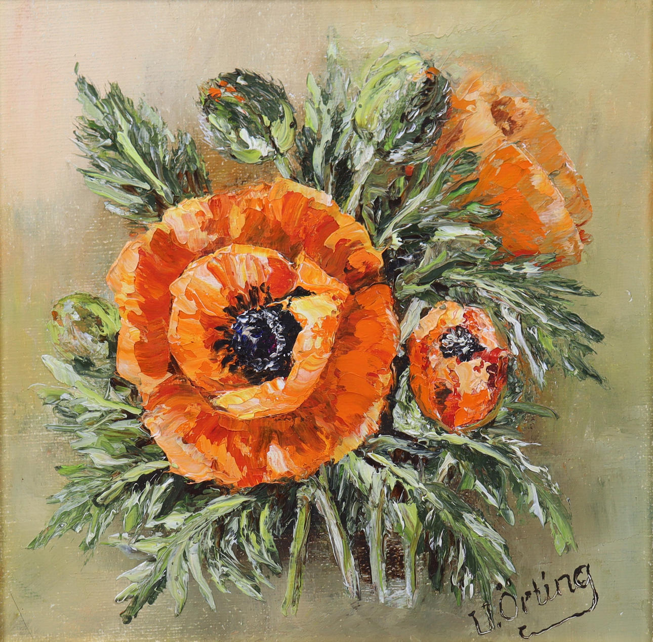 ULLA ÖRTING. oil on canvas, “Red Poppy”.