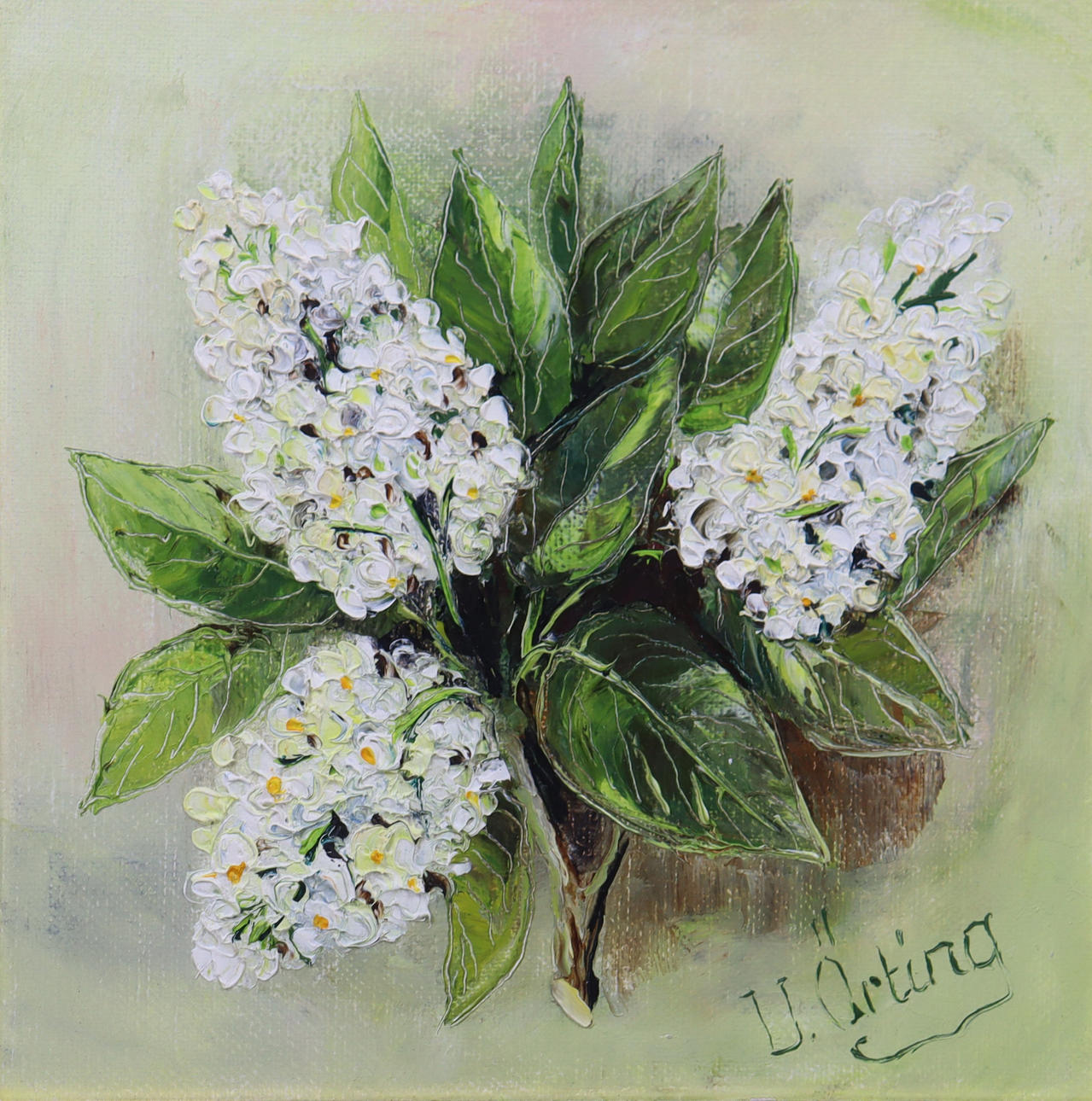 ULLA ÖRTING. oil on canvas, “White lilacs”.