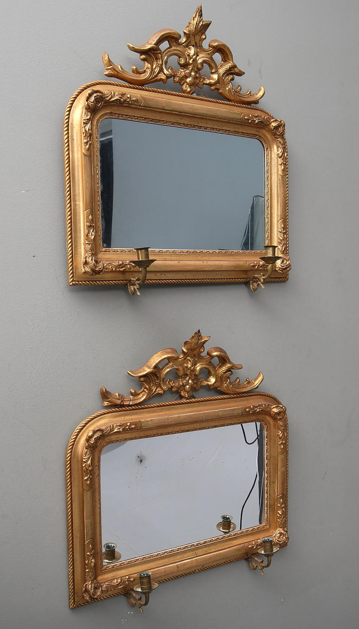 SPEGELLAMPETTER, 1 par, nyrokoko, 1800-talets mitt.