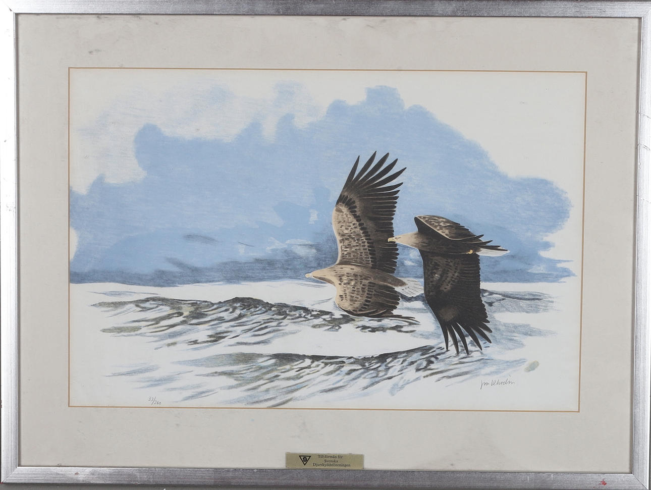 JAN ROHDIN. Lithograph, sea eagles, signed and numbered 33/360.
