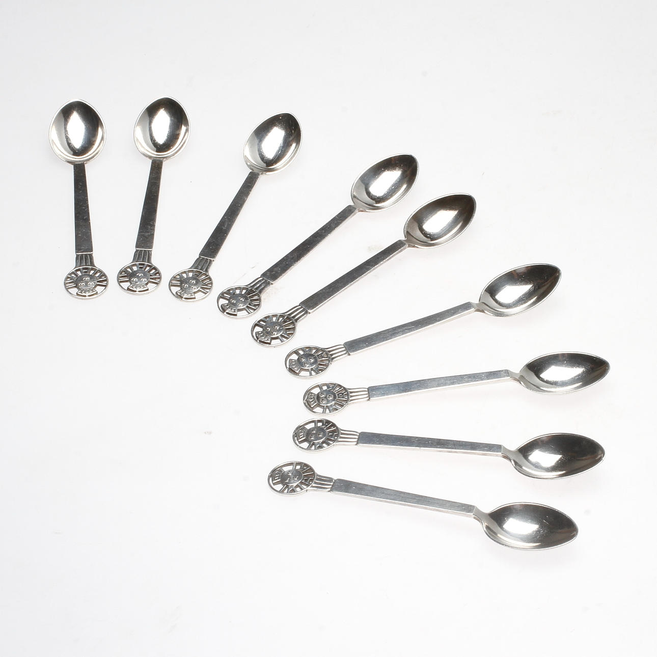 TESKEDAR, 9 st. Sterling silver, Kungliga Automobil Klubben, Georg Jensen, Danmark.