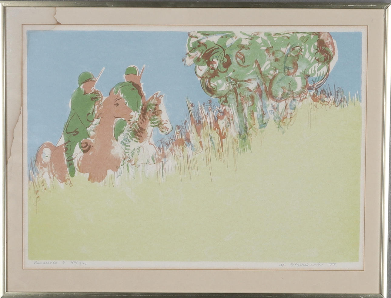 STANISLAW WISNIEWSKI. Lithograph in colour, “Kavalleri”, signed, dated -77 and numbered 44/275.