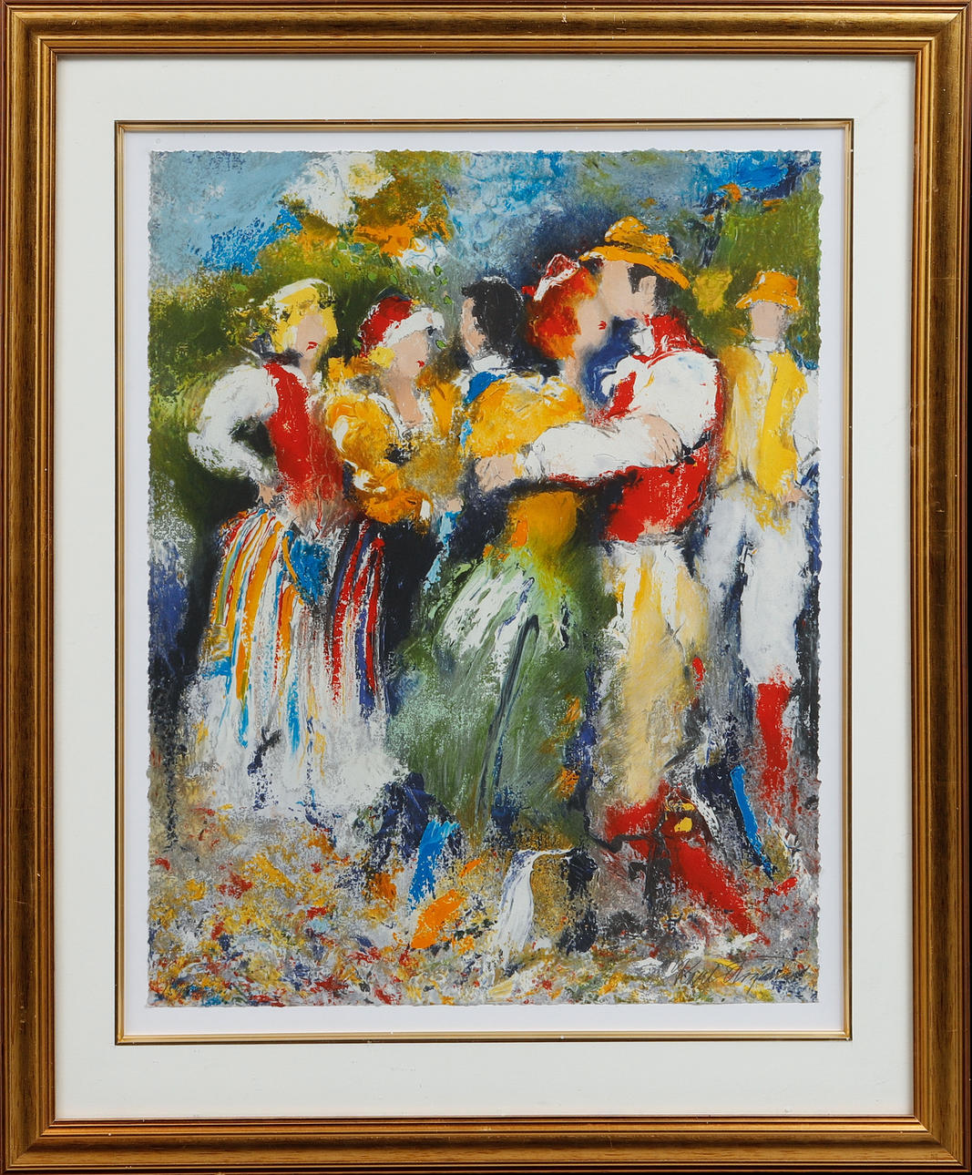 KARL HÖGLUND. Dance, color lithograph, signed and numbered.