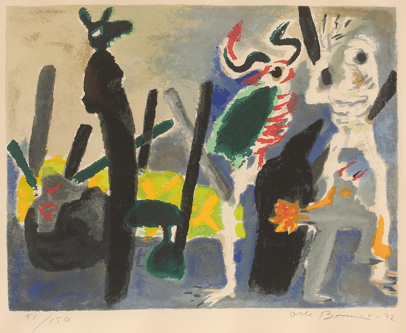 OLLE BONNIÉR. Lithograph in colour, “Easter procession in Seville”, signed, 51/150.