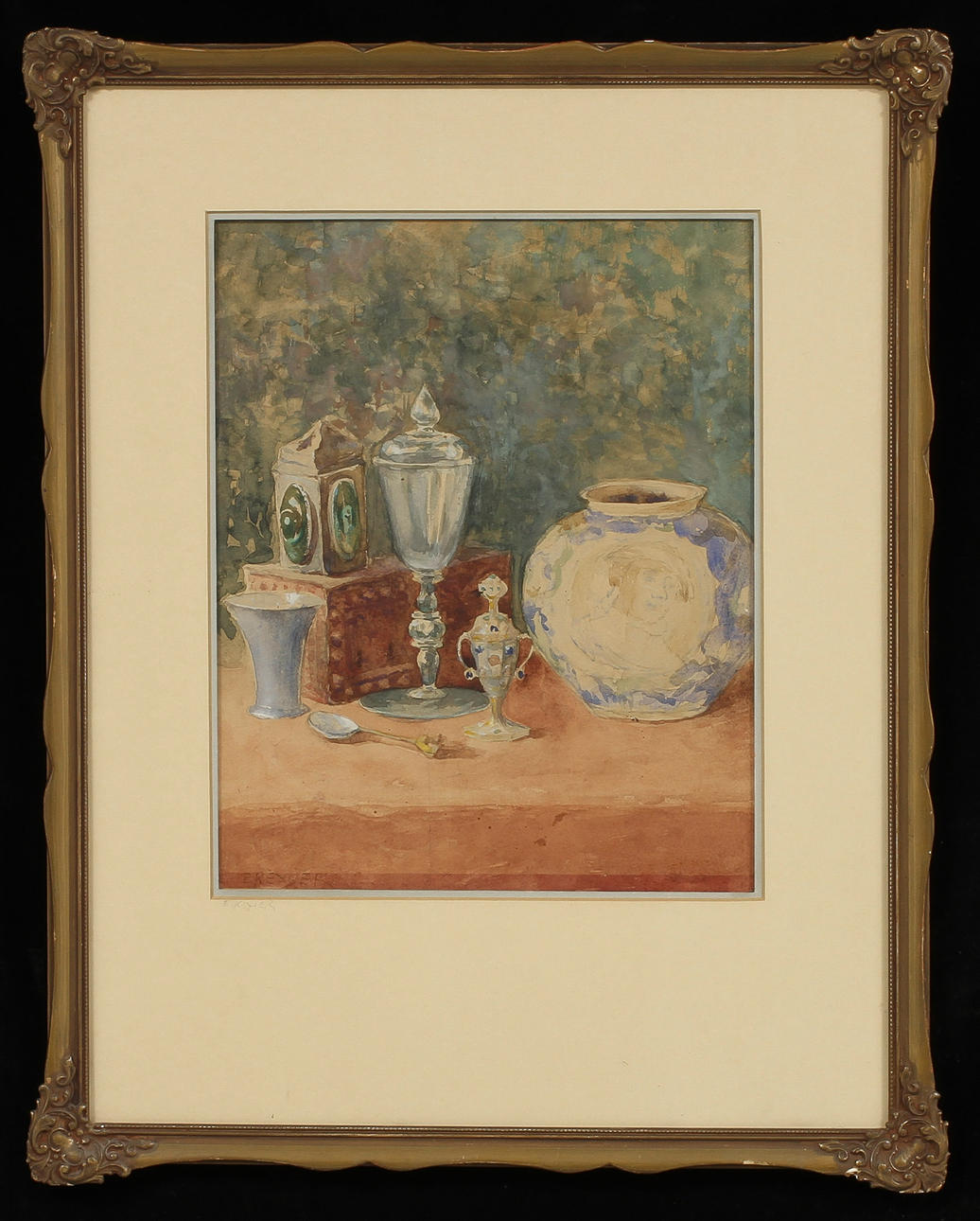 ELISABETH KEYSER. Stlleben, akvarell, signerad.