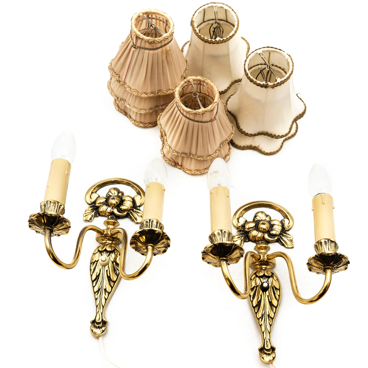 WALL SCONCES, A pair, Rococo style.