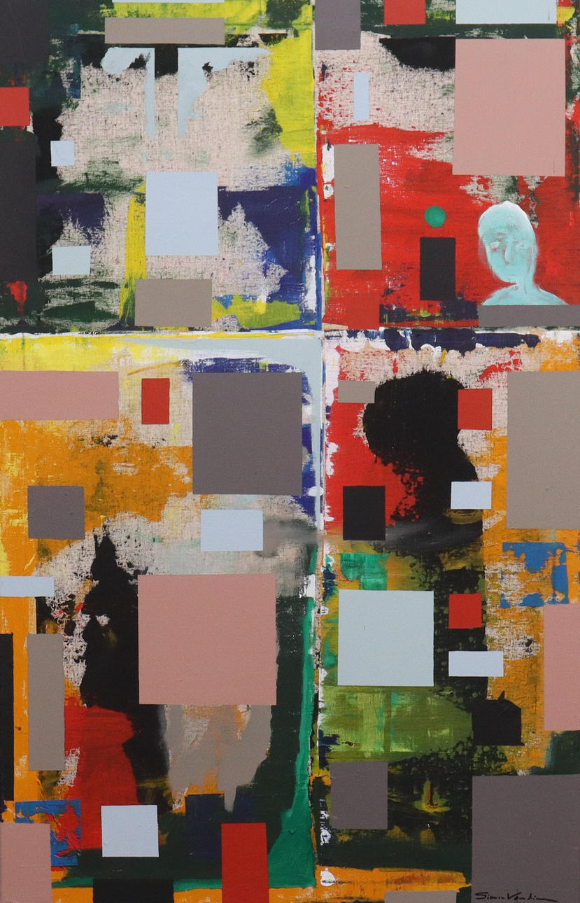 SIMON VENDIN. acrylic on linen canvas, “Collage”.