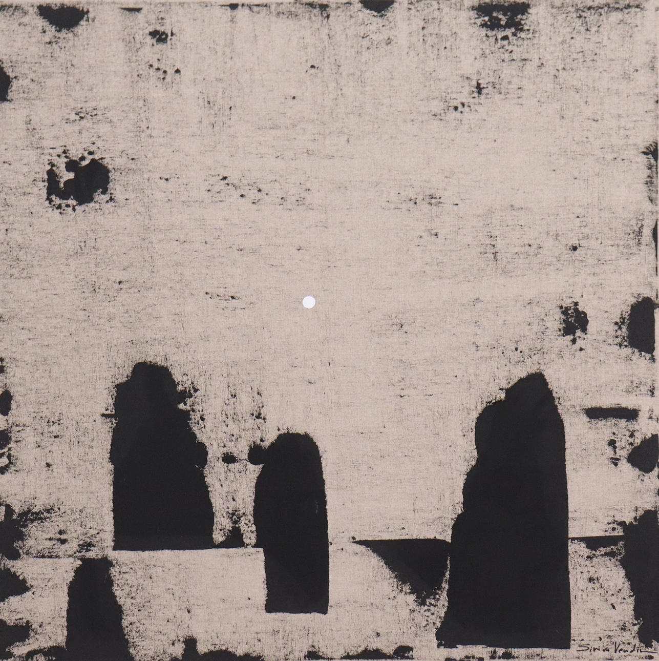 SIMON VENDIN. vinylfärg på linneduk, "Landscape".