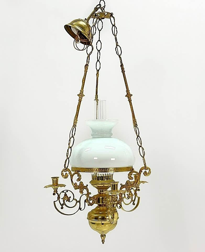 CEILING LAMP - brass, glass dome.