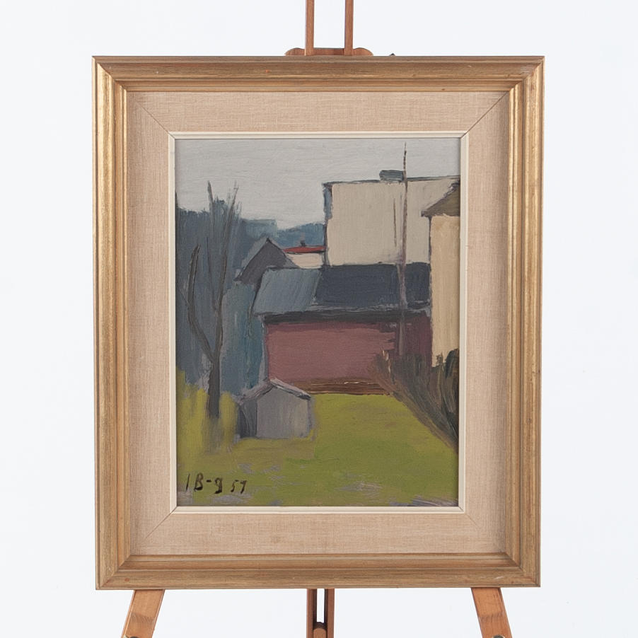 IWAN BROBERG. Oil on panel, Cityscape.