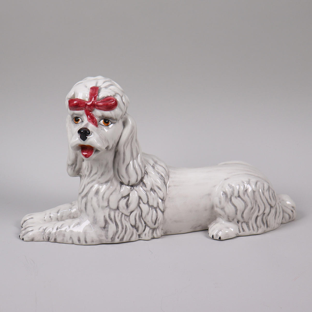 FIGURINE, porcelain poodle, Italy.