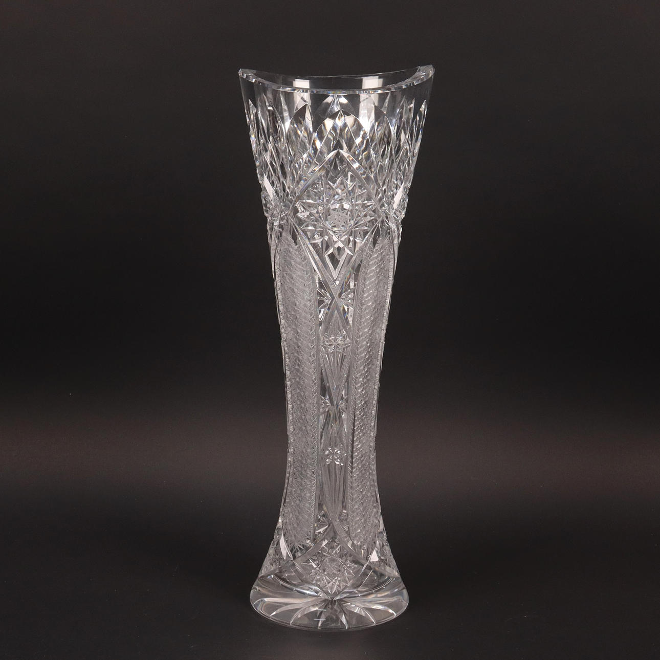 LARGE VASE, Bohemian crystal, cut decor.