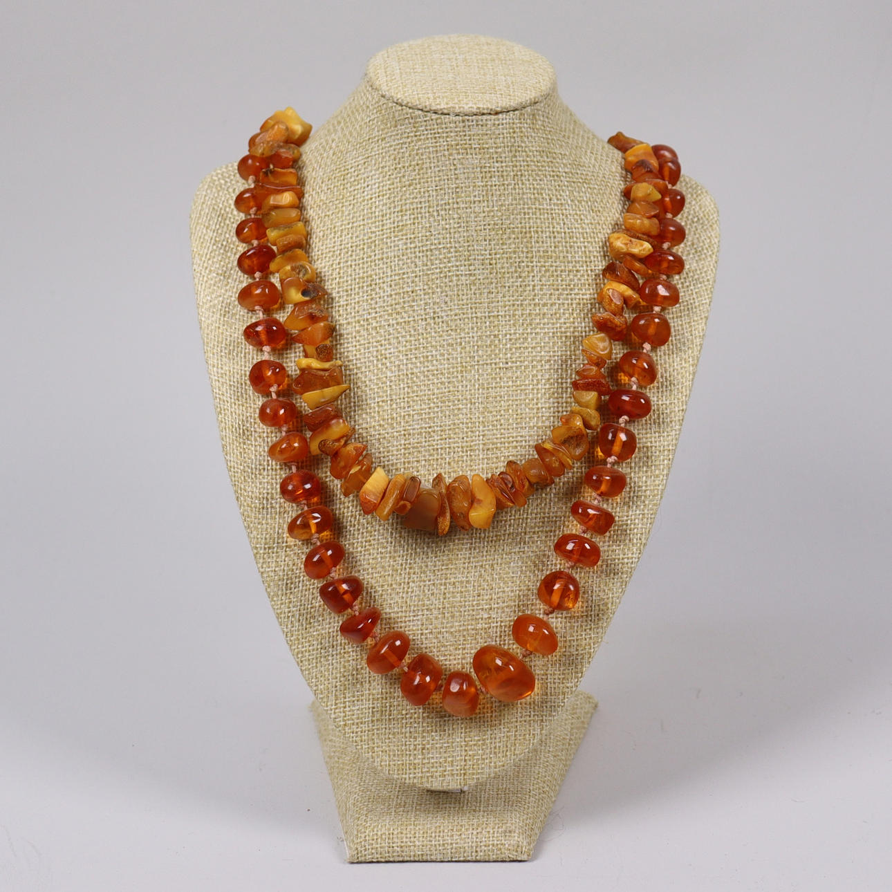 NECKLACE, amber, 2 pcs.