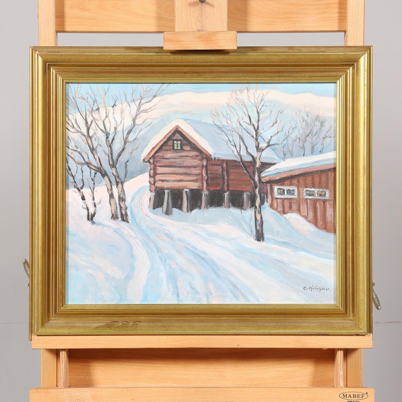 EINAR KRÜGER. OIL ON CANVAS, winter landscape, signed.