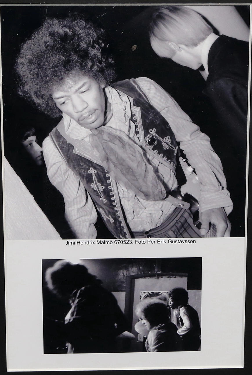A photograph depicting Jimi Hendrix Malmö 1967.