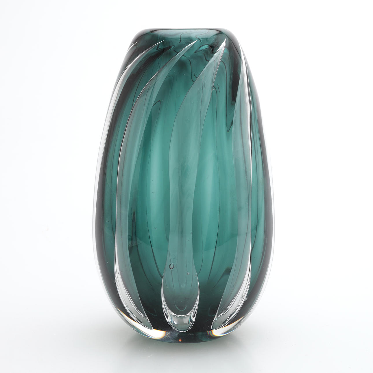 A vase, glass, Glasskolan, signed.
