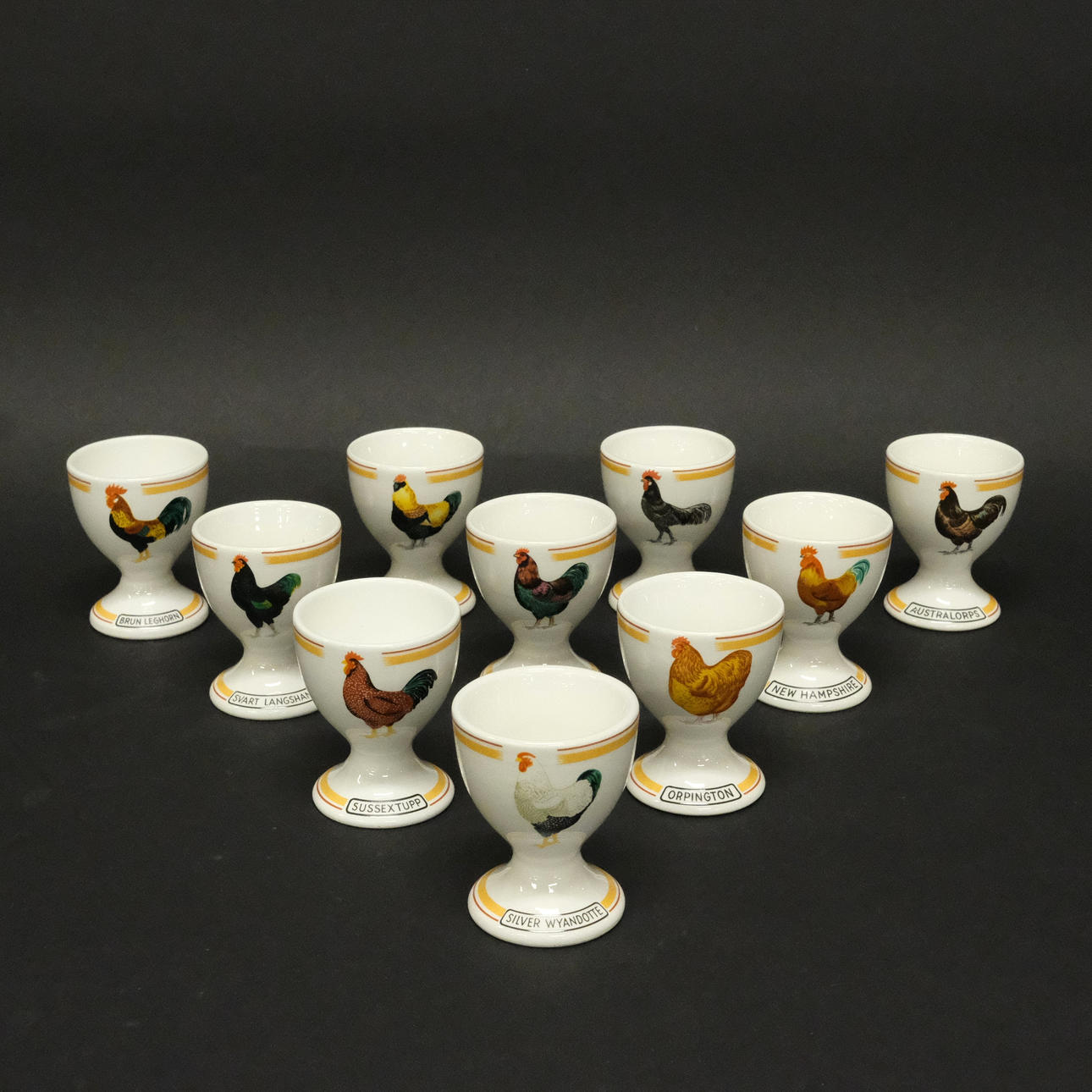 TUBE STRAND, 10 EGG CUPS.