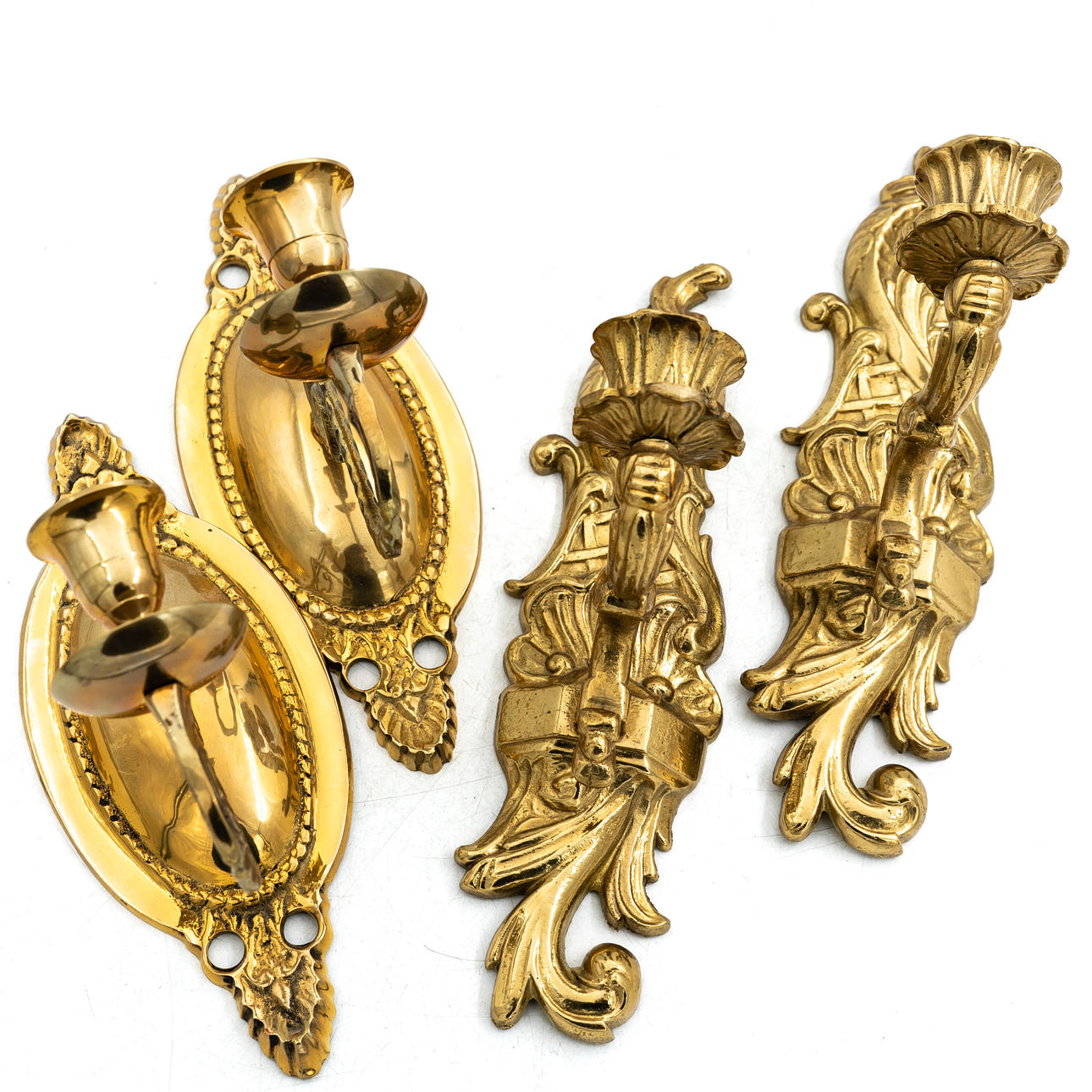 SCONCES, 2 pairs, Brass, (4pcs).