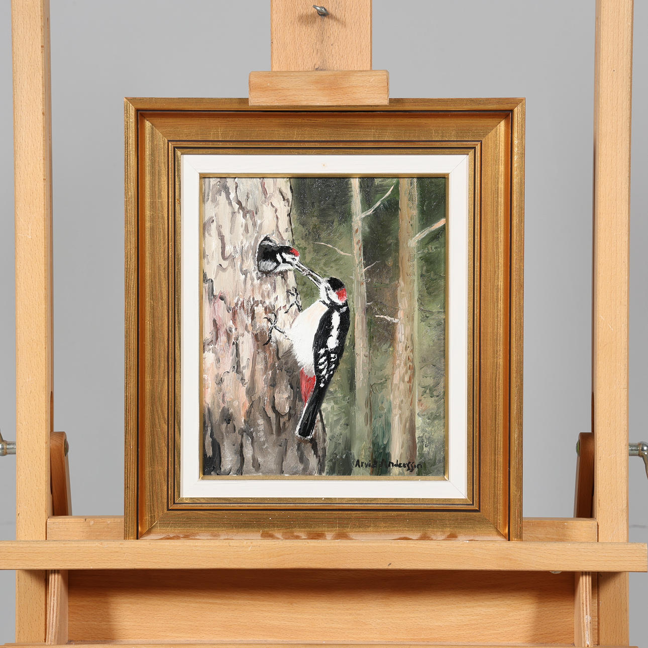 ARVID ANDERSSON. OIL ON CANVAS, birds, signed.